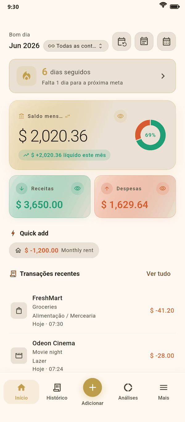 Veja para onde vai seu dinheiro — Coinly captura de tela